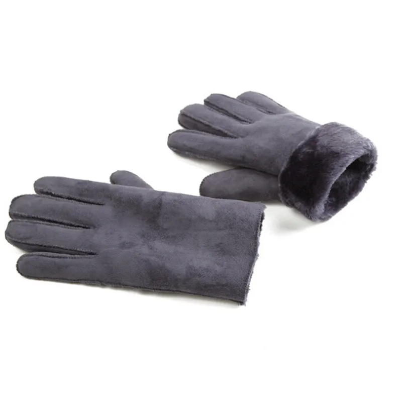 Зимние теплые мужские кожаные перчатки из кожи оленя для мужчин, мягкие черные мужские варежки, имитирующие кроличью шерсть, перчатки для сенсорного экрана, мужские варежки
