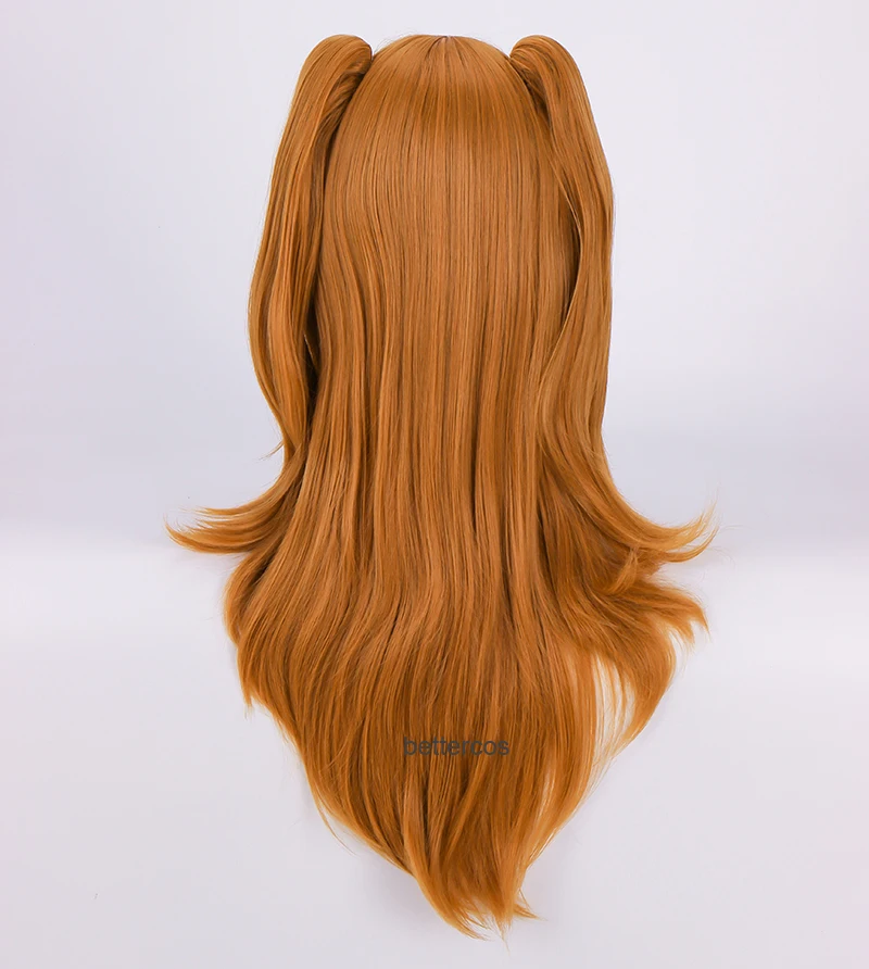 family halloween costumes EVA Asuka Langley Soryu Cosplay Wigs Long Orange With 2 Ponytail Clips Heat Resistant Synthetic Hair Wig + Wig Cap greek goddess costume