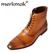 Merkmak Bullock/мужские ботинки; зимние теплые мужские ботинки на шнуровке; повседневная мужская кожаная защитная Рабочая обувь; высокие зимние ботинки; обувь большого размера