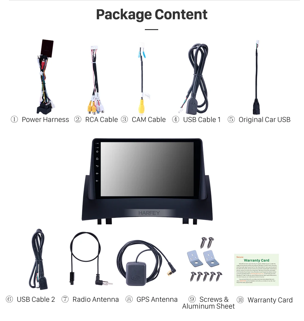 Cheap Harfey Car Stereo HD 9" Android 8.1 GPS Navi Radio for Renault Megane 2 2004 2005-2008 with Bluetooth AUX support Carplay TPMS 15