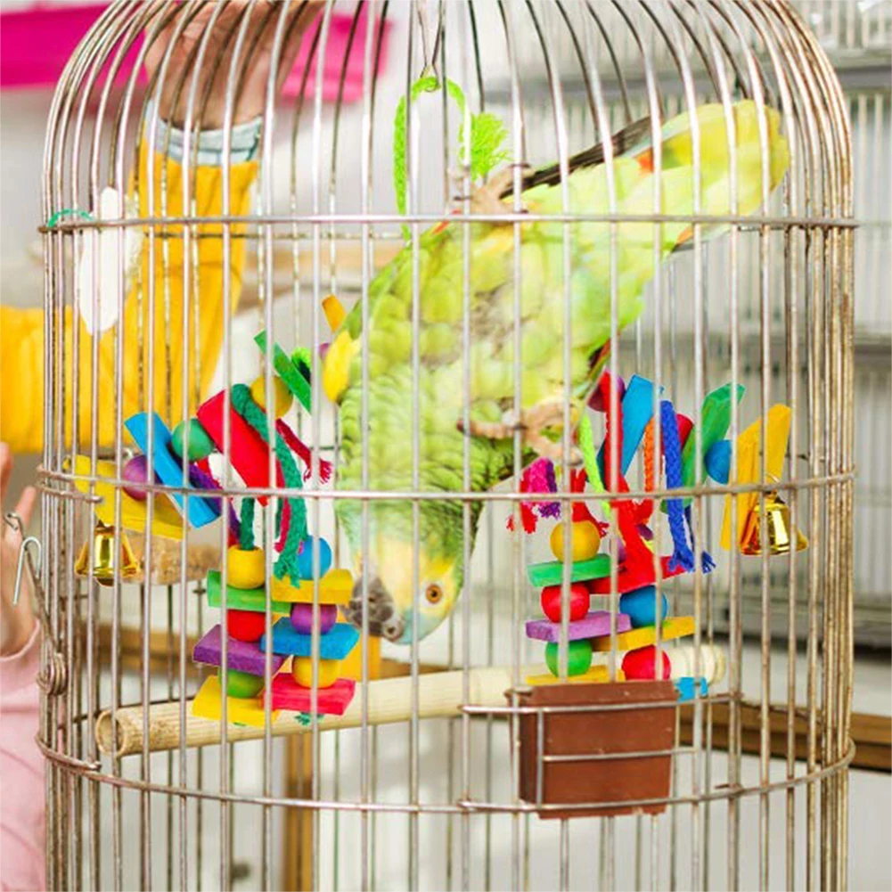 2 шт Pet Bird Колокольчик для попугая бусина блоки Висячие клетки качели укусы устойчивые жевательные игрушки