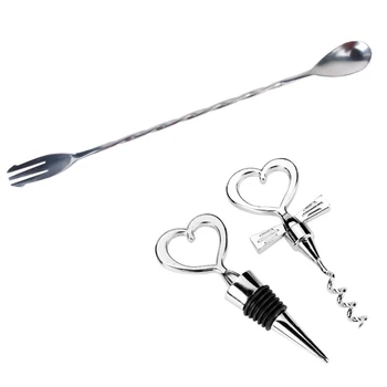 

1 Set Corkscrew Bottle of Red Wine and Bottle Stopper & 1 Pcs Stainless Steel Swizzle Stick Cocktail Stirrer