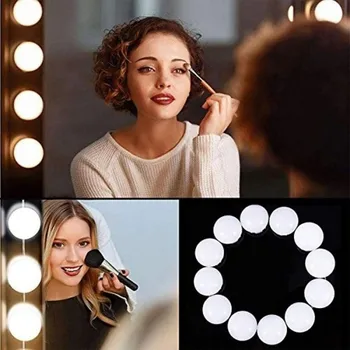 

10 LED bulbs Hollywood Makeup Mirror Photography bulb String Rotary Retraction Line Memory Dimming Style