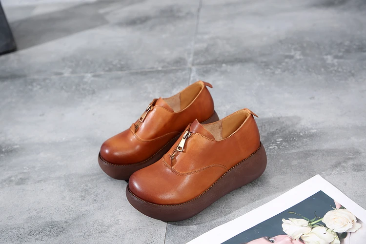 AIYUQI обувь из натуральной кожи на высоком каблуке; Новинка года; женская обувь на платформе; Повседневная винтажная женская обувь