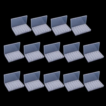 

14x 28Grid Clear Beads Box Small Items Container for Makeup Sample Organizer
