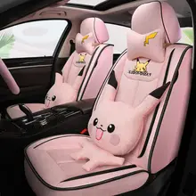 TAKARA TOMY – housse de siège de voiture en coton et lin, couvre siège universel Pikachu, dessin animé, quatre saisons