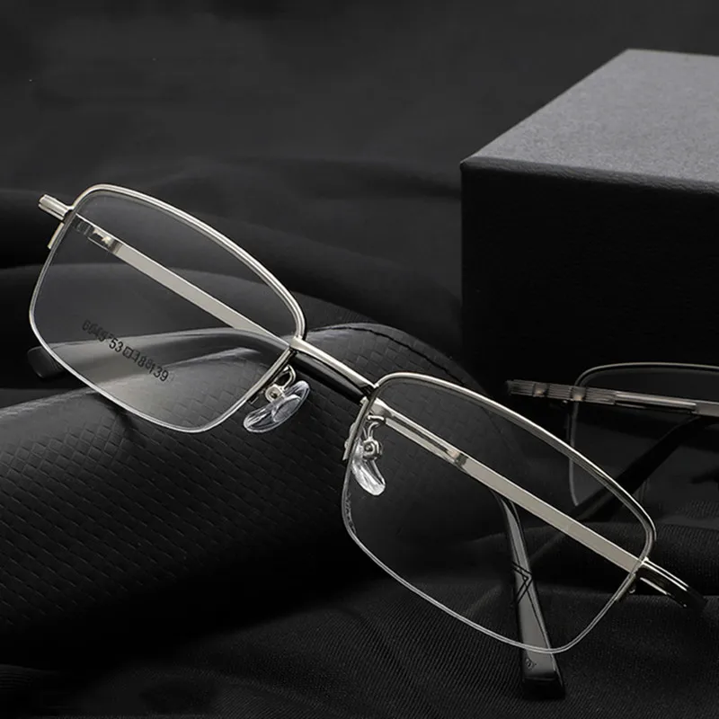 

OEYEYEO New Men's Half Frame Thick Gold Plating Eyeglasses Simple And Comfortable Myopia Eyewears Fashion Business Anti Corrosio