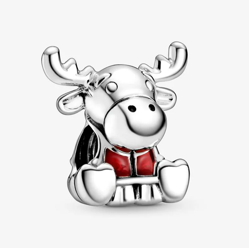 

2020 New 925 Sterling Silver Bead Creative Red Deer Beads Fit Pandora Women Bracelet & Necklace Diy Jewelry
