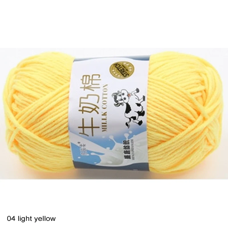 04 light yellow Ручные вязальные принадлежности вязальная пряжа молочного хлопка пряжа для вязания окрашенная вязальная пряжа гладкое молочное волокно - Цвет: 04 light yellow