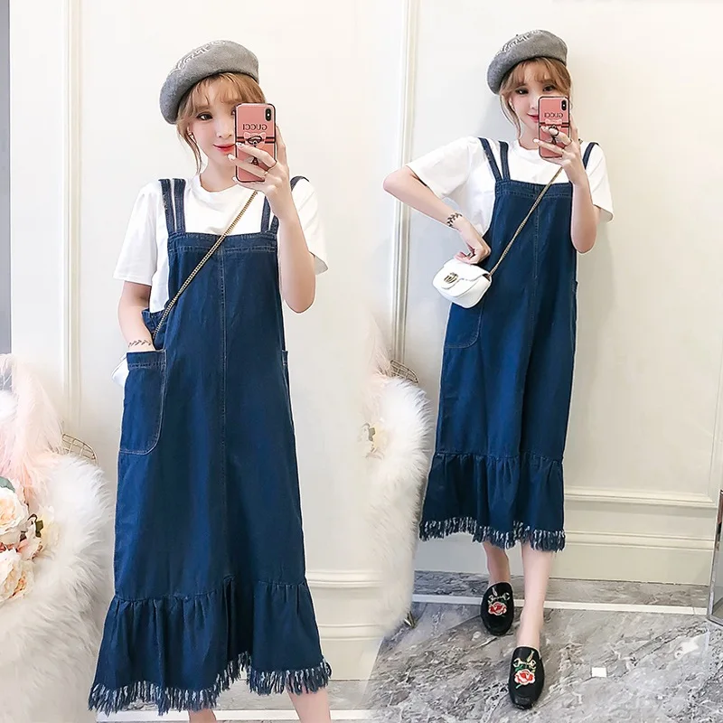 

Large Size Plus-sized Womenswear Mm New Style Tibetan Meat Dress Large GIRL'S Spring Cowboy Strap Dress Set Slimming