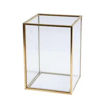 

Transparent Glass Makeup Brush Storage Box Luxury Cosmetics Storage Box Container High Quality Quick Delivery manual welding