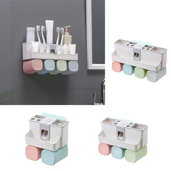 

Toothbrush holder creative toothpaste dispenser toothbrush holder without drill wall-mounted bathroom storage rack L916