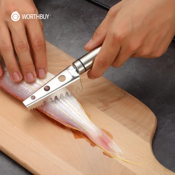 

WORTHBUY Manual Fish Scaling Knife Stainless Steel Fish Scale Remover Manual Scraping Fish Scales Kitchen Gadgets Seafood Tools