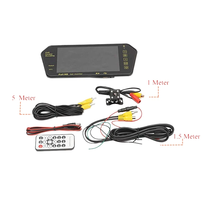 Автомобиль 7 дюймов Bluetooth Tft Lcd цветное зеркало Mp5 плеер Viedo монитор дисплей заднего вида зеркало заднего вида вспомогательная камера