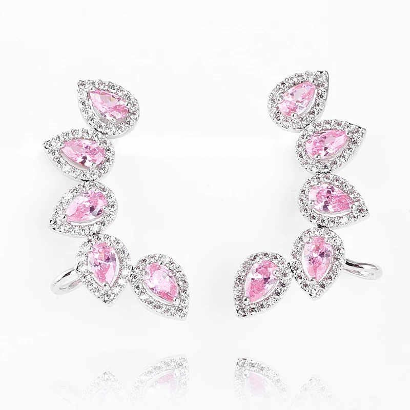 Женские серьги капельки XIUMEIYIZU 2 цвета черно белые каффы с фианитом|cuff earrings|ear