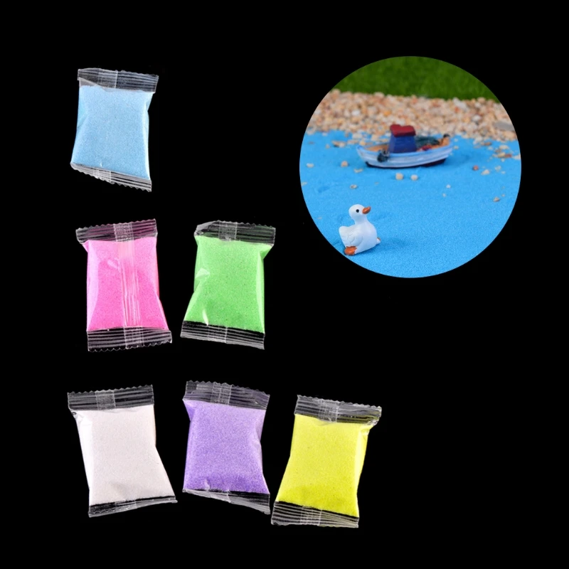 1 мешок Красочный кварцевый песок миниатюрный аквариум бонсай горшок Сказочный Сад Декор микро пейзаж