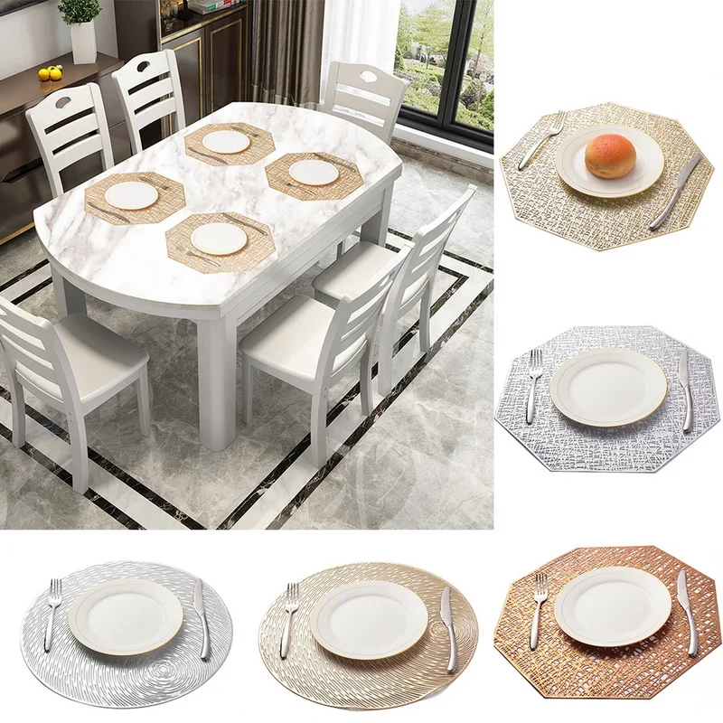 

Hoomall 1pc PVC Placemat For Dinner Table Octagonal Hollow Heat-insulated Pad Waterproof Non Slip Coffee Mat Home Decoration