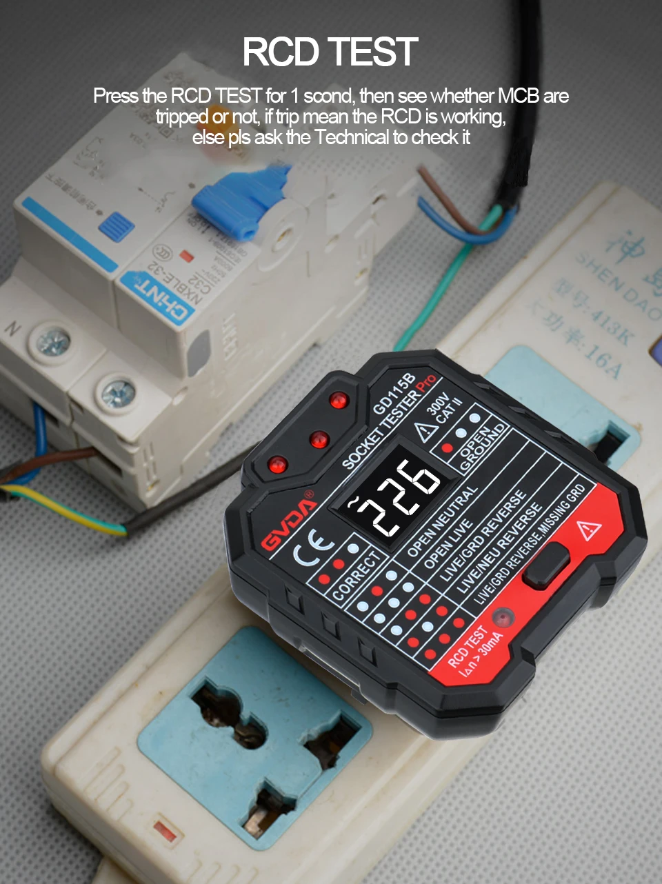 YOSOO testeur de prise électrique Vérificateur de tension de polarité  d'alimentation de Phase de détecteur de prise électrique