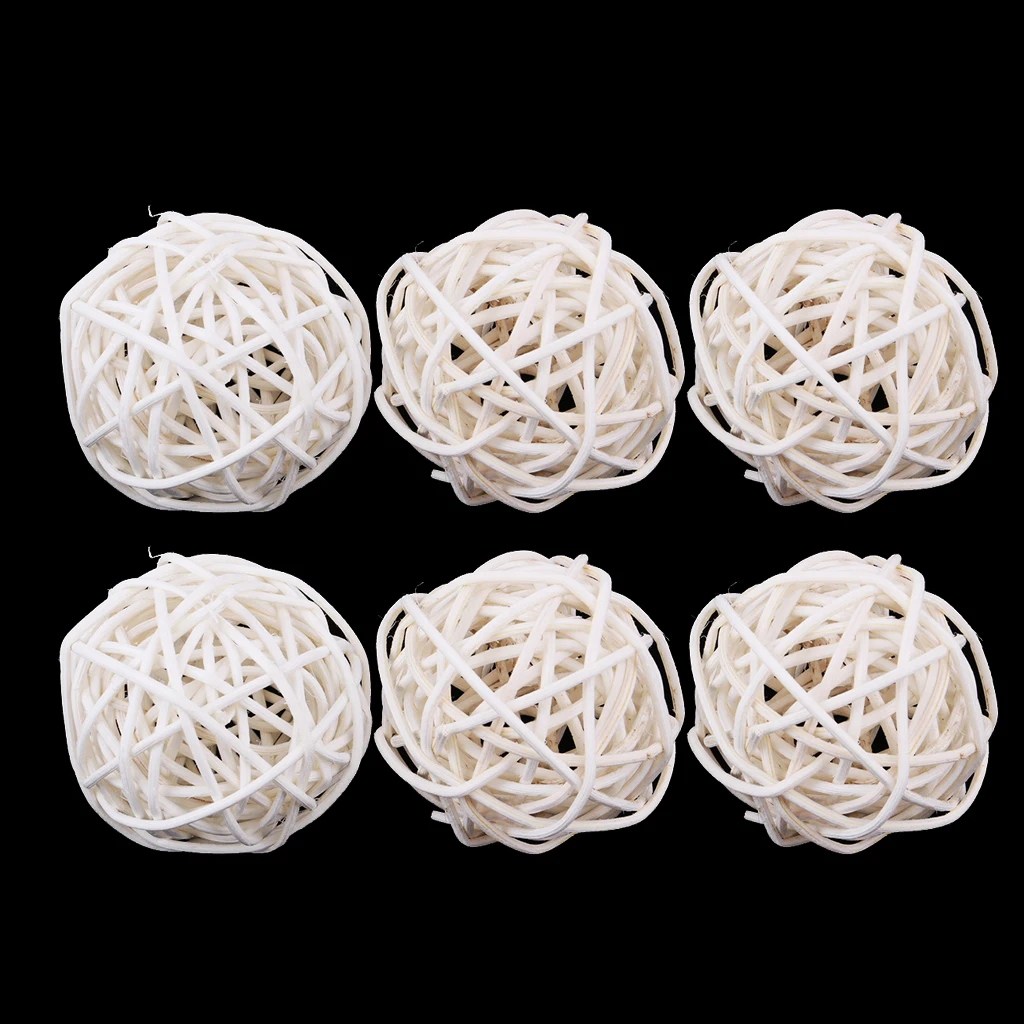 6 Pieces Handcrafts Embellishments Decorative Wicker Balls Spheres Rattan Twig Balls DIY Christmas Decor Room Decor 7cm