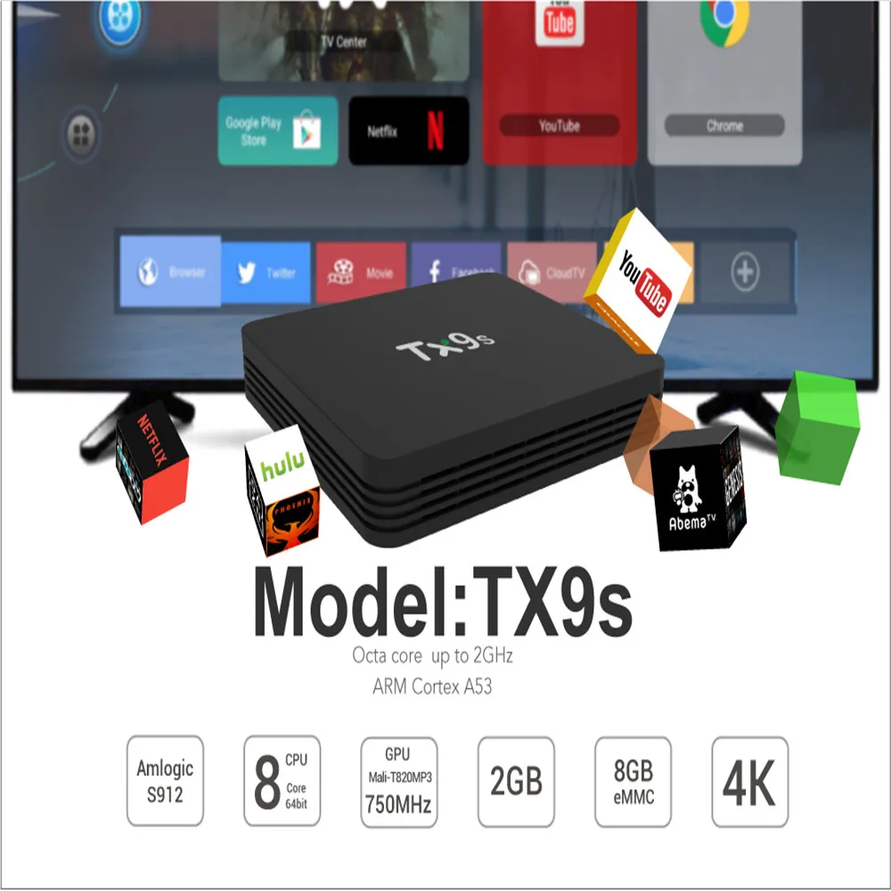 Новейшая модель TX9S ТВ Box Amlogic S912 Восьмиядерный Android 7 1 Декодер каналов кабельного