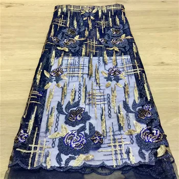 

Blue Flower Sequins Mesh Tulle Lace Fabrics For Indian African Women Wedding Prom Dresses Sewing Material Sequined Mesh Laces