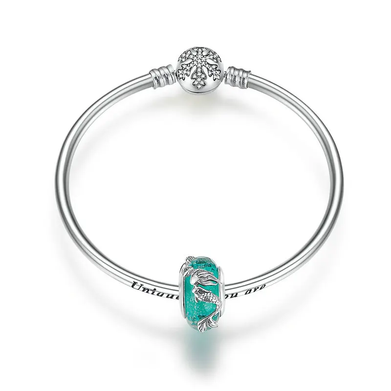 

MOWIMO Real 925 Sterling Silver Original Bracelet & Bnagle Fit Mermail Crystal Beads Charms For Women Jewelry BKB832