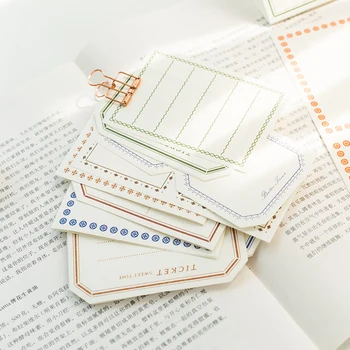 

50Pc Time Card Series Classic Vintage Border Note Stick Notes Memo Pad Diary Stationary Flakes Scrapbook Decorative Sticky Notes