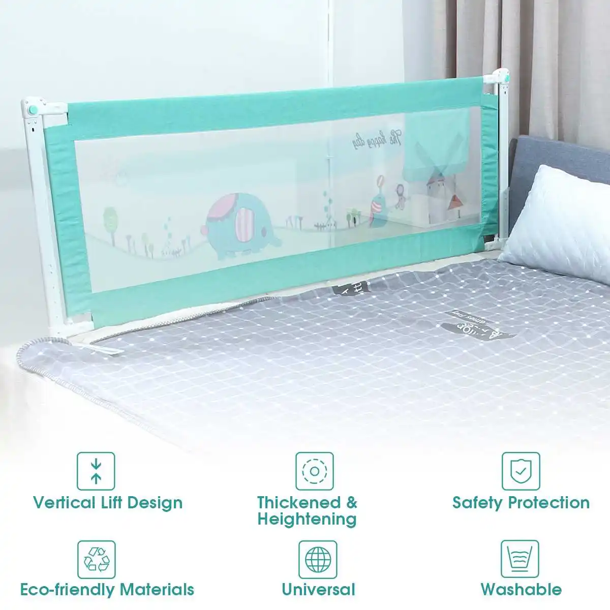 

Hot 1.5m/1.8m/2m Baby Playpen Bed Fence Safety Rails for Children Infants Kids Adjustable Bedding Crib Barrier Bed Guardrail