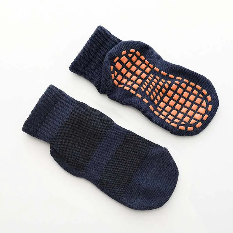 Всесезонные носки с батутом домашние спортивные носки для мальчиков и девочек домашние нескользящие носки-тапочки женские хлопковые носки для йоги с массажным эффектом - Цвет: Dark blue