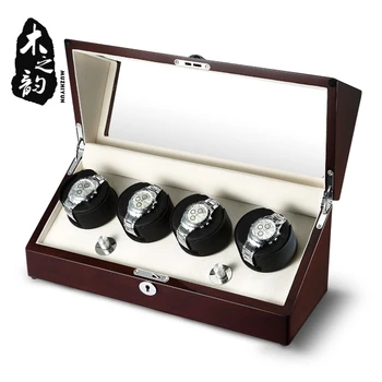 

Watch Winder Box Case Storage Shaker Display Automatic Wooden Four Motor Four Slots Watch Winder Rotation Organizer Holder Piano