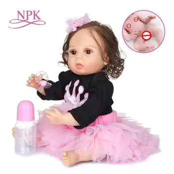 

NPK 55CM new arrival original very soft full body silicone bebe doll reborn toddler doll hand root the hair