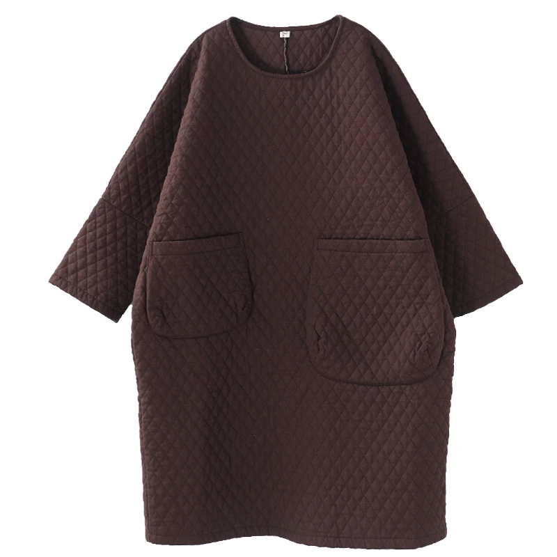 Новинка-женский осенний и зимний свитер размера плюс с карманом Ромбический длинный свитер свободного кроя