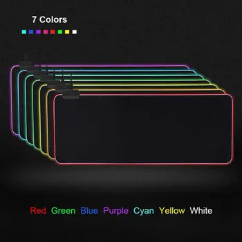 

RGB 7 Colorful Luminous Mousepad Gaming LED Lighting Mouse Mat for PC Laptop Desktop Notebook Accessories dropshipping