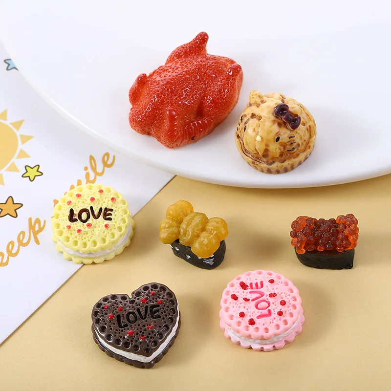 

New Resin Simulation Food Roast Chicken Sushi Cake DIY Scrapbooking for Dollhouse Mini Microlandschaft Materials