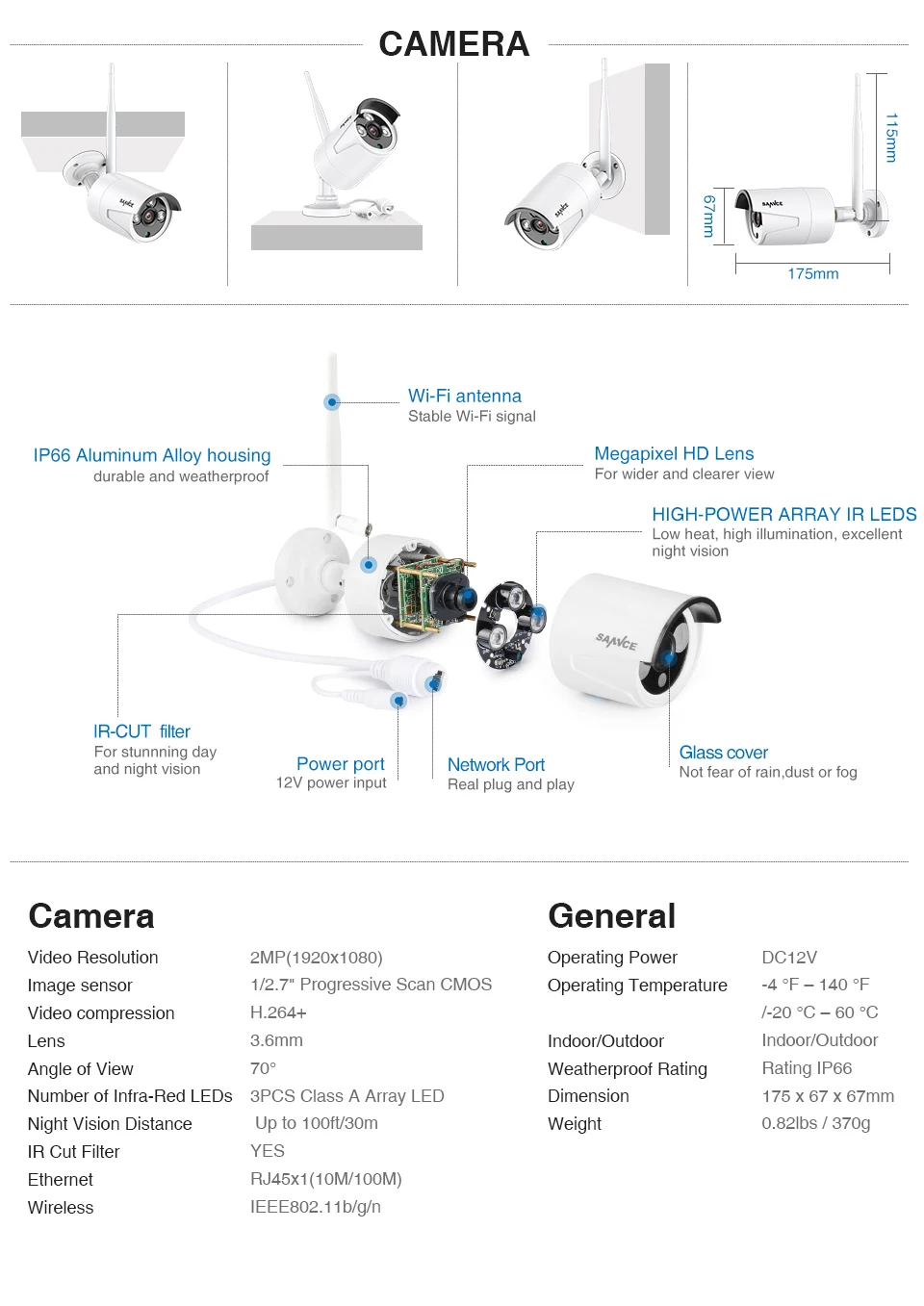 SANNCE 8CH HD 1080P беспроводная видео система безопасности HDMI 1080P NVR с 4 шт 1080P Открытый Всепогодный wifi IP камера CCTV набор