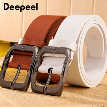 

Deepeel 1pc 3.7cm*110-120cm Fashion Second Layer Cowhide Leather Alloy Pin Buckle Belt Casual Wild Men's Belt Jeans Accessory