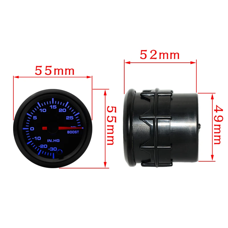 DepoTuning" 52 мм 7 цветов светодиодный двойной дисплей Boost/вода/Температура масла/давление масла/Вольт/соотношение топлива воздуха/EGT/Тахометр Автомобильный манометр+ стручки