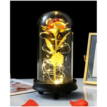 

Artificial Flower Galaxy Rose with Led Light In Glass Romantic Flowers Valentine's Day Lovers' Gift For Girlfriend