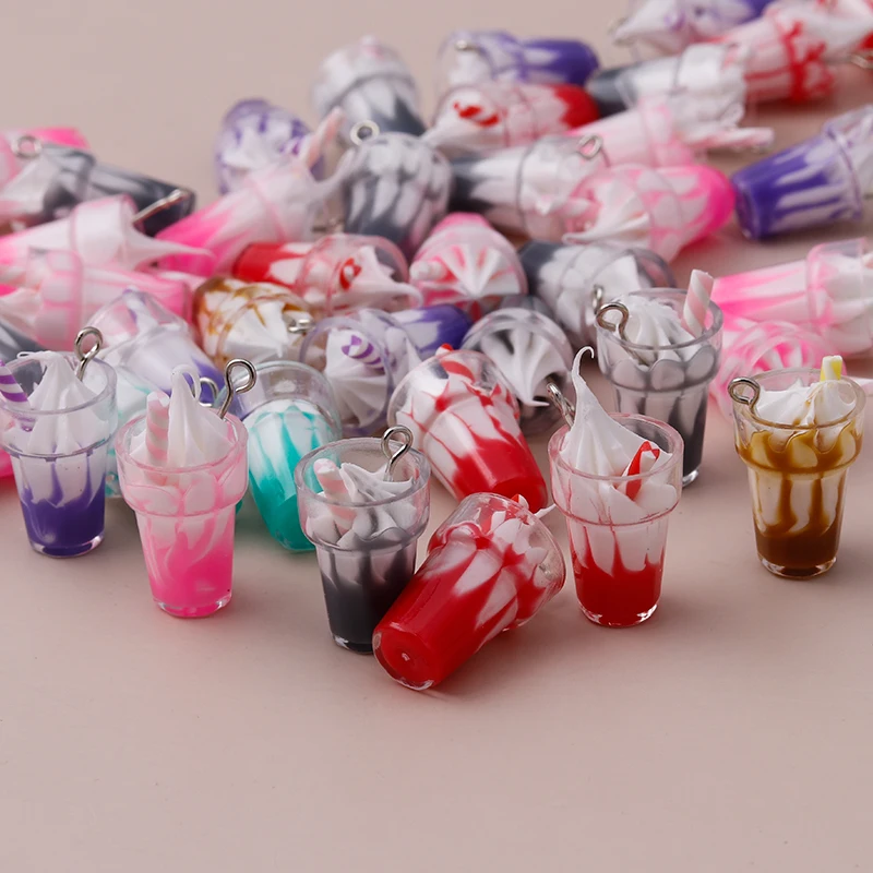 10pcs 26x13mm Cartoon 3D Resin Ice Cream Charms for DIY Making Pendants Necklaces Cute Earrings Handmade Bracelets