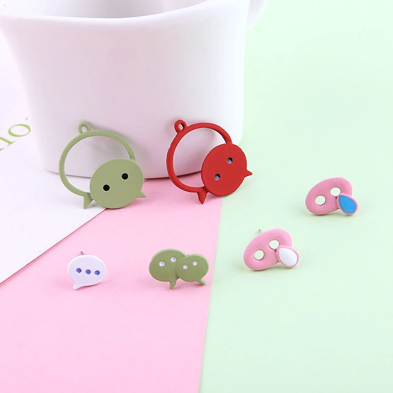 

10pcs New Design Hot-sales Alloy Scrubpaintpersonality Dialog Symbolpendant Stud Earrings for Women Diy Jewelry Accessories