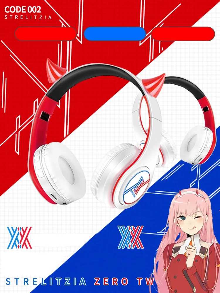 Darling in the franxx 02 Zero Two Headset Izumi Sag Cosplay Prop Anime Nakano Miku Headwear SCP Wireless Headphones With Card |