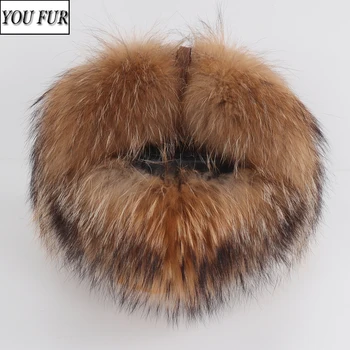 

2020 Russia Fur Cap Men Full Pelt Real Fur Hat Winter Outdoor Men Warm Real Raccoon Fur Bomber Hats Natural Soft Raccoon Fur Cap