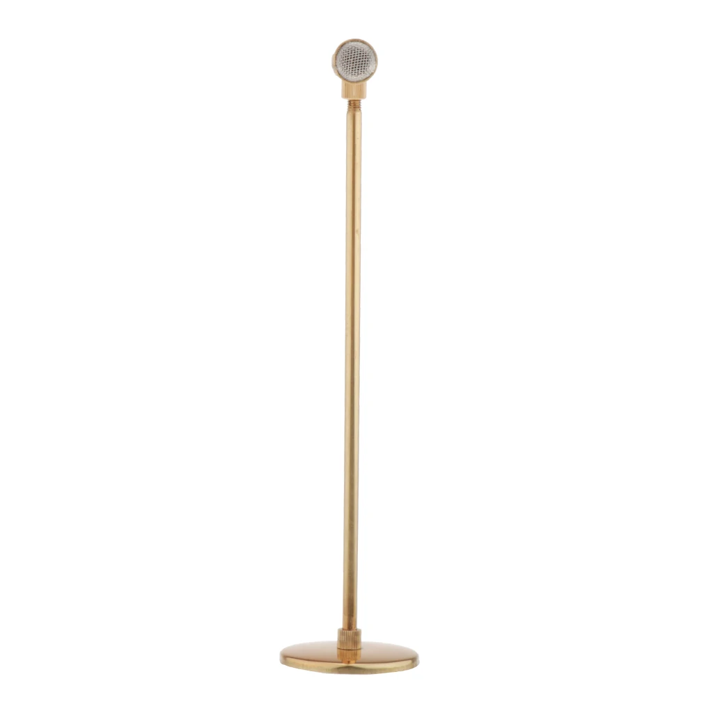 1/6 Scale Adjustable 22-40cm Microphone Model for Action Figures Hot Toys Dolls House Miniature Decor Gold