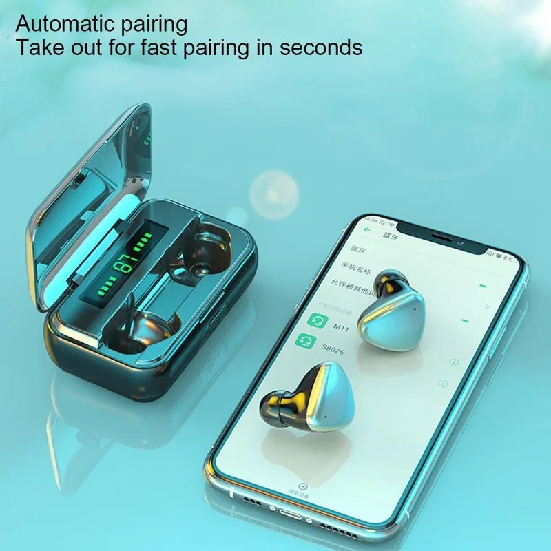 

Noise Reduction 5.0 Bluetooth Headset Touch Mini Sports Wireless Earbuds Binaural Stereo Gaming Headset with Charging Box