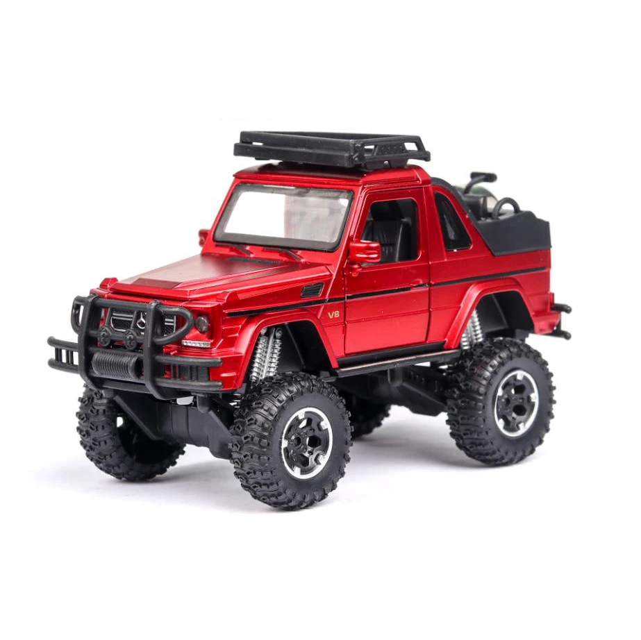 Matte Red Hot scale 1:32 big wheels diecast suv car benz G500 metal model with light and sound pull back vehicle alloy toys collection - Цвет: Matte Red
