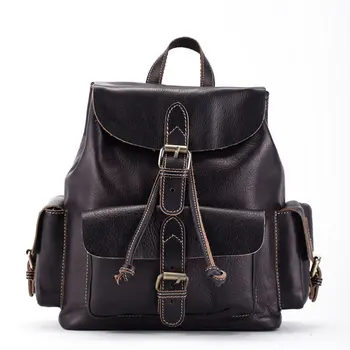 

2019 New Style Women's Backpack Japanese and Korean Style Wind shui tong xing First Layer Leather Backpack Pumping with Rope Fas