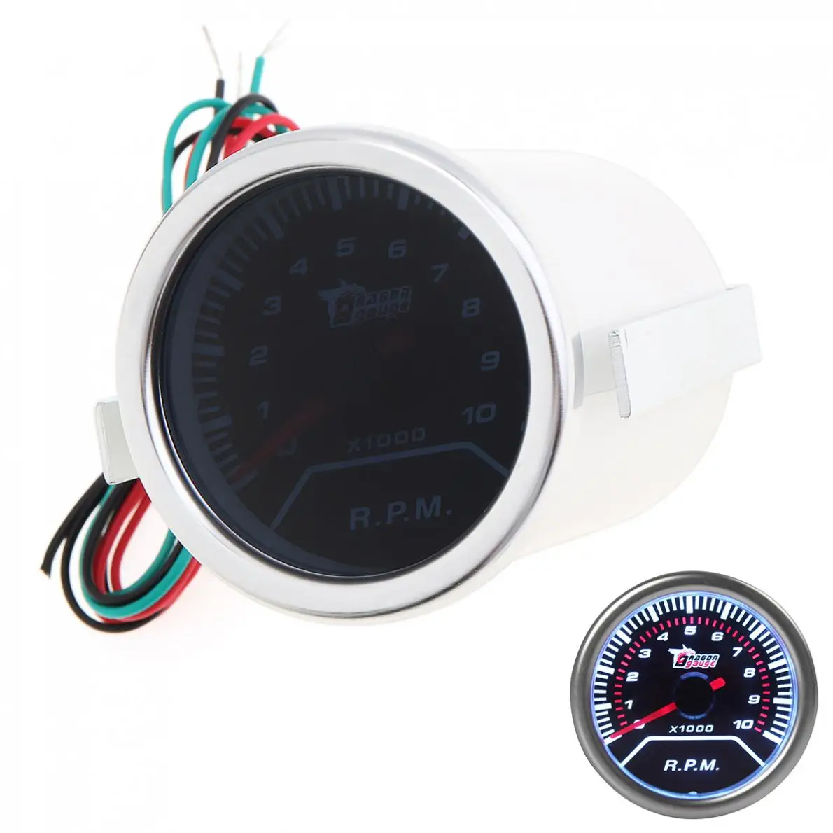

52mm 0-10000RPM Vehicle Car Tachometer White LED Universal Tacho Gauge Meter RPM