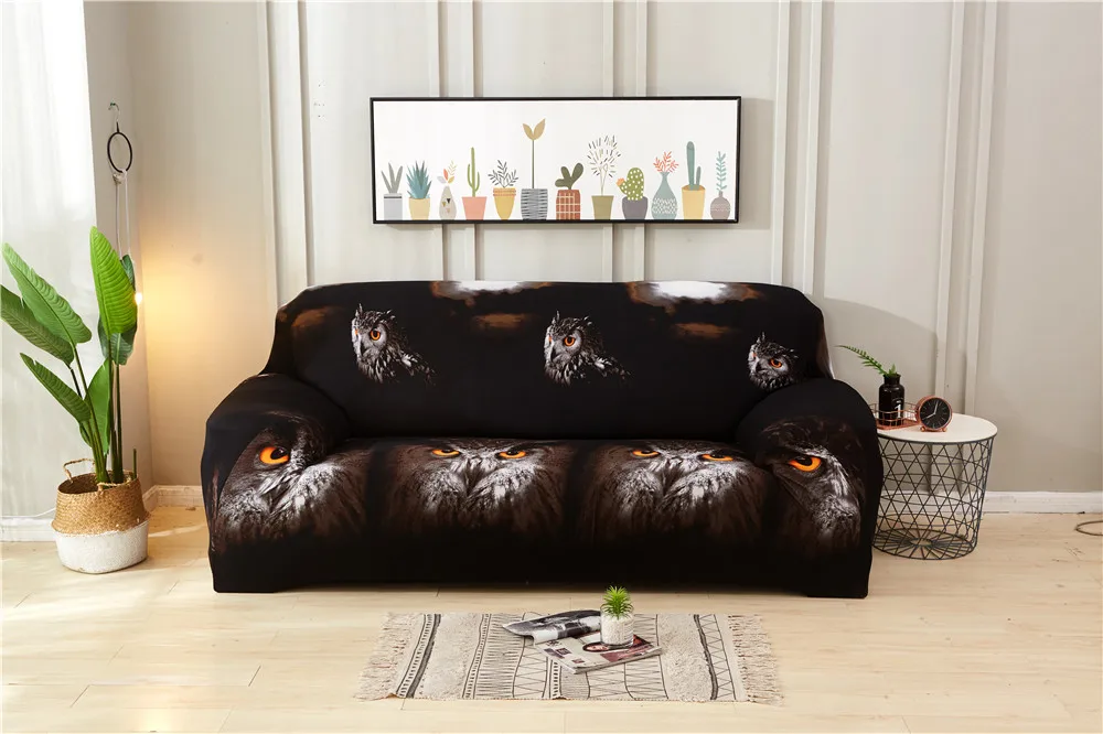 3D напечатанный эластичный чехол на диван покрывала для дивана стрейч для гостиной нужны Чехлы для дивана l-образный угловой секционный диван - Цвет: owl