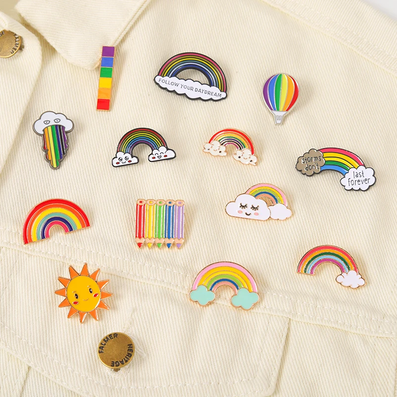 Enamel Rainbow Cloud Butterfly Pins Brooches Small Sun Charms Buckle Lapel Pin  for Clothes Bag Handmade Jewelry Wholesale Gifts - AliExpress