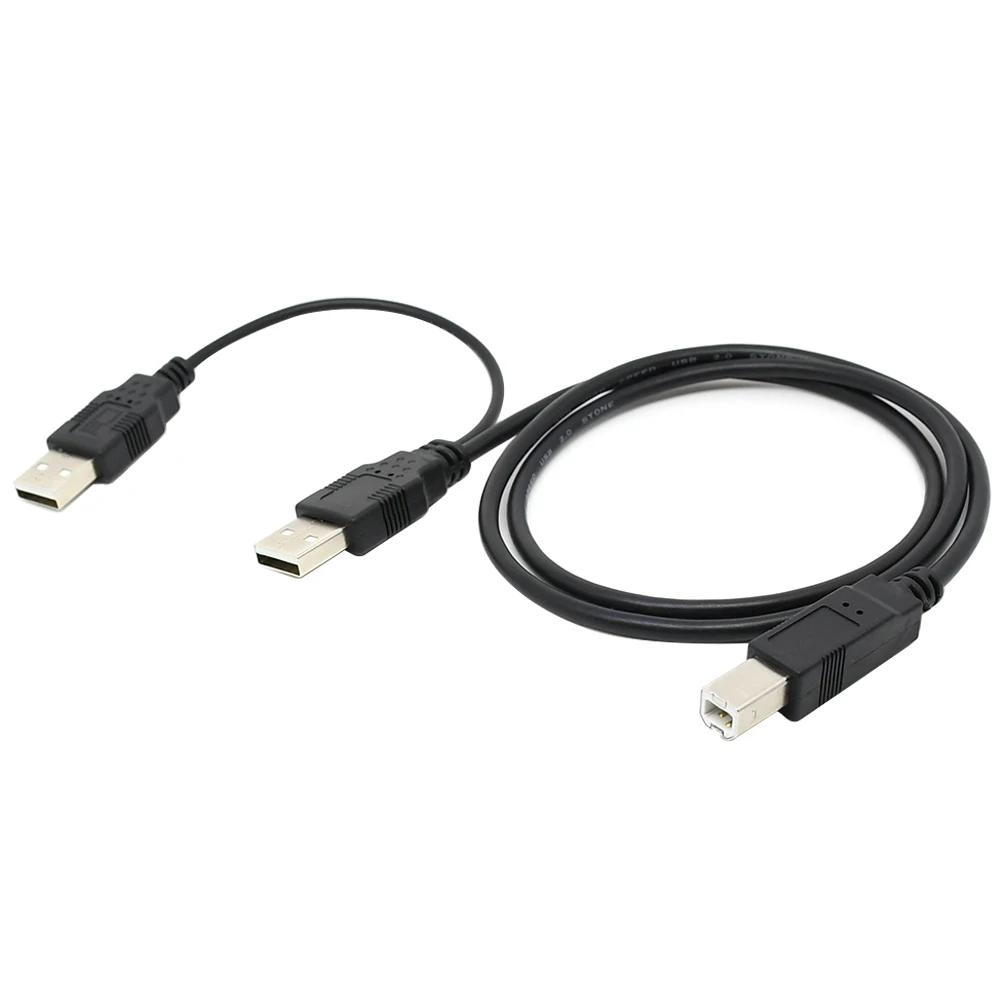 Dual USB 2.0 Male to Standard B Male Y Cable 80cm for Printer & Scanner